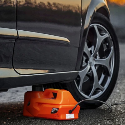 DURHAND Kit de Gato Eléctrico para Coche 12V 15,5-45cm Kit de Elevación de Automóvil 5 Toneladas 40x27,5x18cm Naranja
