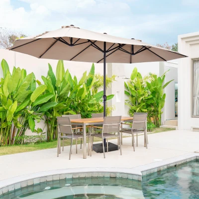 Outsunny 4.6m Double-Sided Parasol Tan Canopy Shade