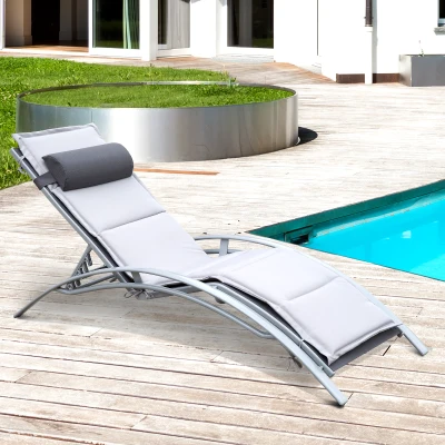 Outsunny Sdraio da giardino 170cm x 64cm x 82cm Grigio Chiaro
