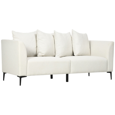 HOMCOM Canapé 3 Places Contemporain Crème Lin
