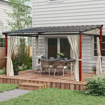 Outsunny Pergola da Giardino con Pareti Laterali Tetto Retrattile