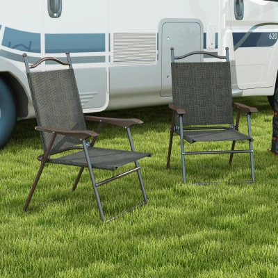 Outsunny Set of Two Folding Garden Chairs Dark Brown