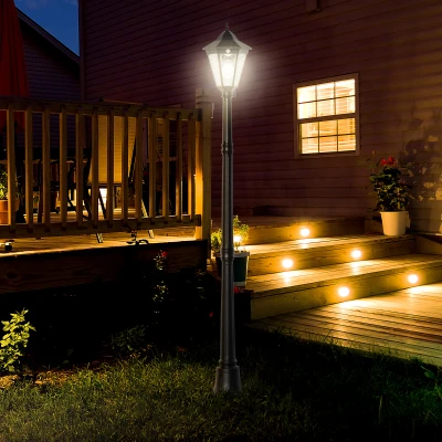Outsunny 1.9M Solar Garden Lamp Post IP44 Aluminium Black