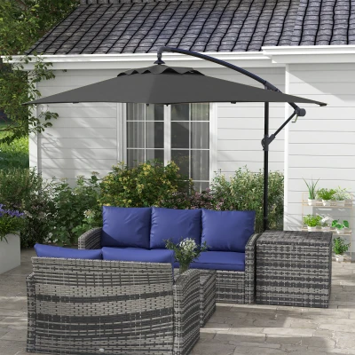 Outsunny 3m Cantilever Parasol with Cross Base Black