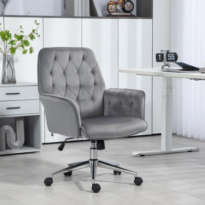 Vinsetto Linen Swivel Chair Adjustable Height Dark Grey