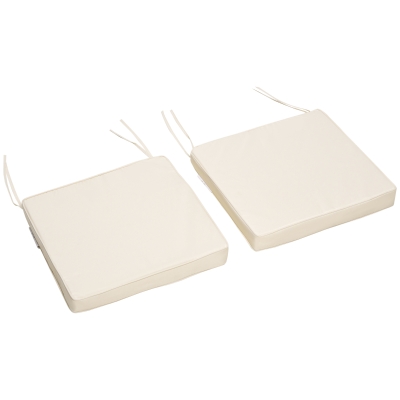 Outsunny Set of 2 Garden Chair Cushions 45x45cm Cream White