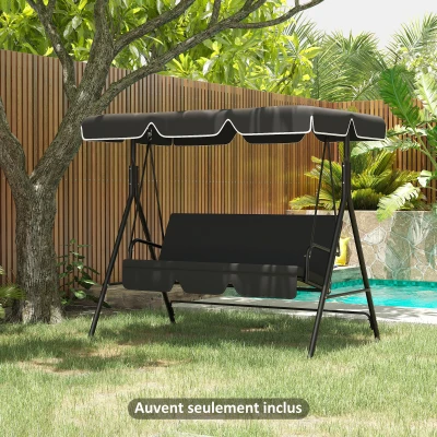 Outsunny Toile Balancelle Jardin Noir Polyester 192x144cm