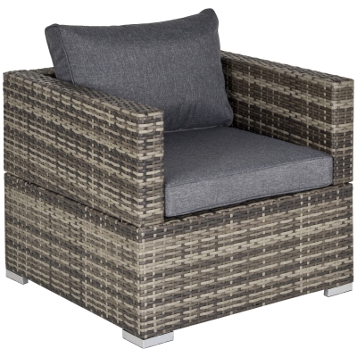 Outsunny Rattan Chair Sofa with Cushions Dark Grey