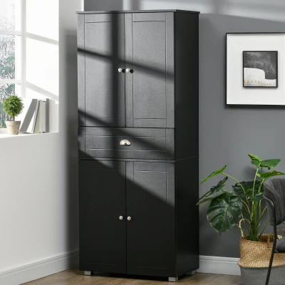 HOMCOM Buffet Cuisine Noir Multi-Rangements 76x40x184cm