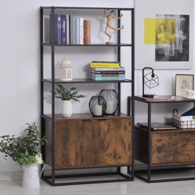 HOMCOM Storage Cabinet Freestanding Rustic Brown 3 Shelves