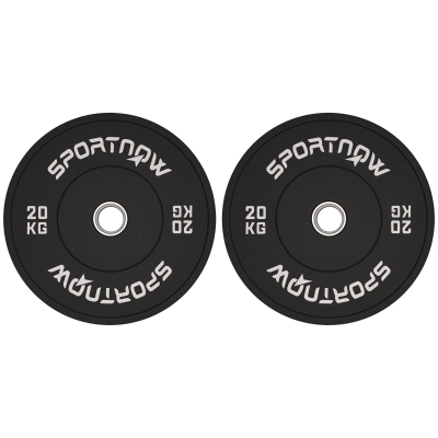 SPORTNOW Set 2 Dischi Pesi da 20kg in Gomma e Foro 5cm Nero