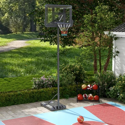 SPORTNOW Canestro Basket Portatile ad Altezza Regolabile Nero