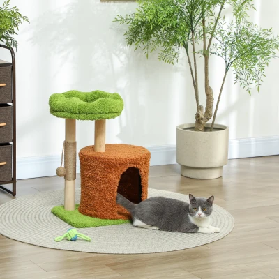 PawHut Albero per Gatti con Casetta, Lettino e Pallina Verde