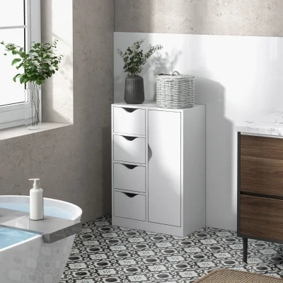 HOMCOM Freestanding Bathroom Cabinet 4 Drawers White