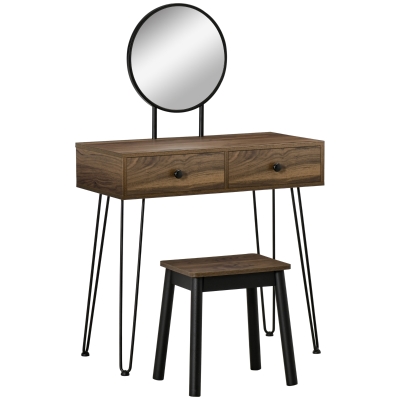 HOMCOM Mobile per trucco 80cm x 40cm x 125cm Color Noce