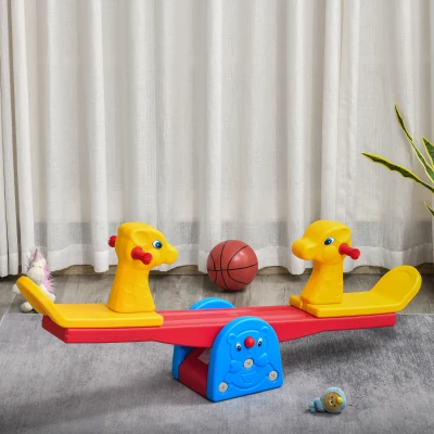HOMCOM Altalena a bilico per bambini 150cm x 32cm x 60cm Blu, Giallo, Rosso