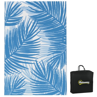 Outsunny Reversible Outdoor Rug 182x274cm Blue Cream