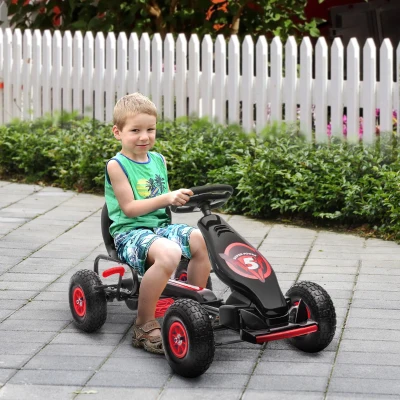 HOMCOM Go Kart a Pedali Bambini 5-12 Anni Sedile Regolabile Rosso