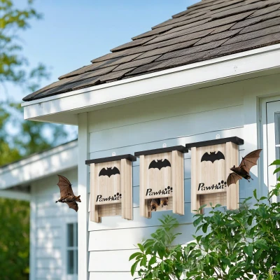PawHut Set 3 Casette per Pipistrelli Bat Box in Legno 18x6x22.5cm