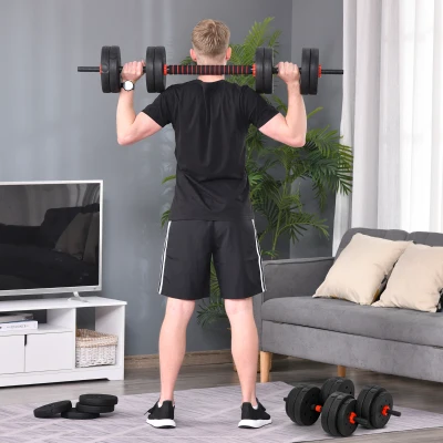 HOMCOM 25kg Adjustable Dumbbells Set for Fitness Black
