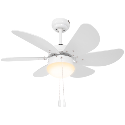 HOMCOM Ceiling Fan LED Light 6 Blades Pull-Chain White