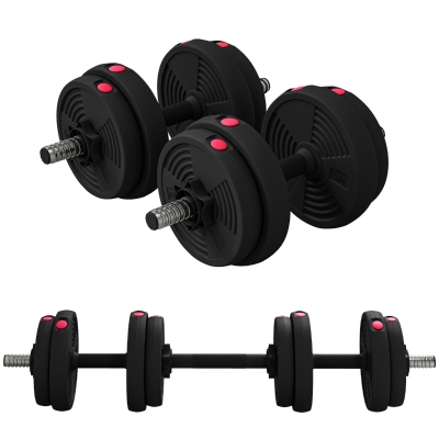 SPORTNOW Haltères Réglables 2en1 15KG avec Barres et Poignées