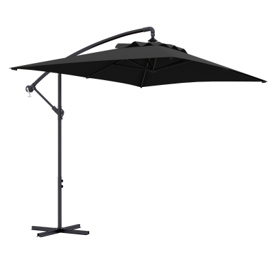 Outsunny 3m Cantilever Parasol with Cross Base Black