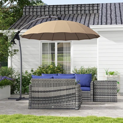 Outsunny Ombrellone da Giardino a Braccio 2.7m e Manovella Cachi