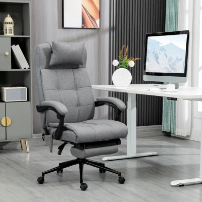 Vinsetto Massage Office Chair with Footrest & Head Pillow Grey