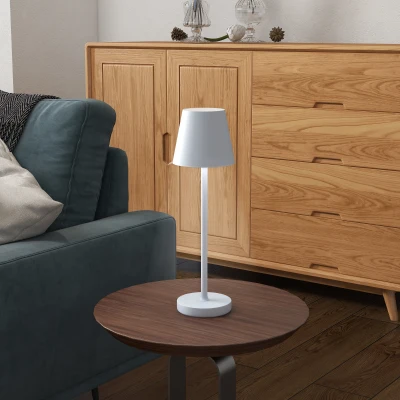 HOMCOM Lampada da Tavolo da 3600mAh Grigia con Cavo di Ricarica