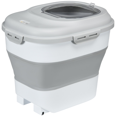 PawHut Trockenfutter-Behälter, faltbar, bis 25 kg, mit Zubehör, 44x32x37cm, Grau