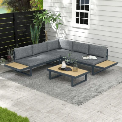 Outsunny Set da Giardino 4pz con 2 Divanetti, Poltrona e Tavolino