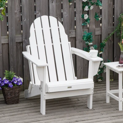 Outsunny Gartenstuhl, Klappstuhl, ergonomisches Design, wetterfest, Kunststoff, weiß, 75 x 87 x 93 cm