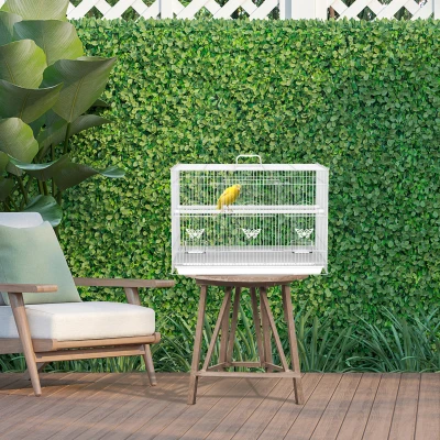 PawHut Cage pour oiseaux avec mangeoire poignée cadre en métal plateau coulissant 60 x 41 x 41 cm blanc