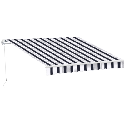 Outsunny Tenda da Sole 2.5x2m Avvolgibile Manuale Blu e Bianco