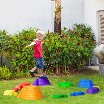 Outsunny Kids Balance Stepping Stones 11 Piece Multicoloured