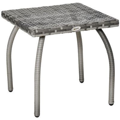 Outsunny Table basse de jardin style cosy chic table d'appoint métal époxy résine tressée imitation rotin gris