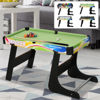 HOMCOM Tischspiel 4 in1 Tischbillard, Tischfußball, Tischtennis, Hockey, Kickertisch, Multigame, Zusammenklappbar, MDF