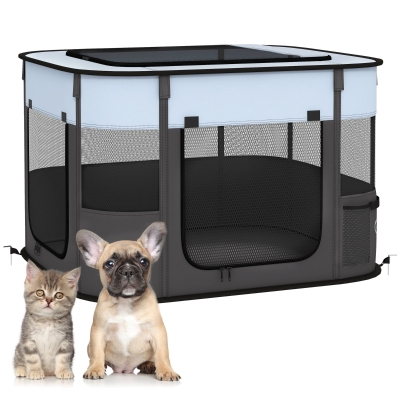 PawHut Foldable Dog Pen Portable Indoor/Outdoor Grey