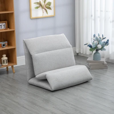 HOMCOM Fauteuil Sol Convertible 5 Pos Inclinable Gris