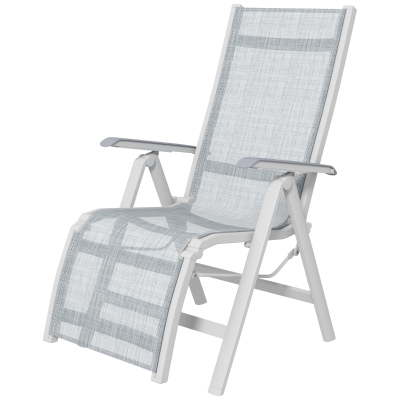Outsunny Gartensessel Outdoor-Loungesessel Gartenliege, wetterbeständig, 62cm x 96cm x 108cm, Grau + Weiß