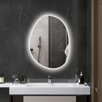 HOMCOM Specchio da Bagno con Illuminazione LED Regolabile Argento