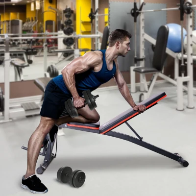 HOMCOM Banc Musculation Pliable Réglable + Haltères 20kg Noir