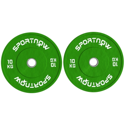 SPORTNOW Set 2 Dischi Pesi da 10kg in Gomma e Foro 5cm Verde