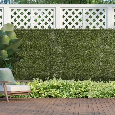 Outsunny 12 Stück künstliches Pflanzenwand Hecke 50x50 cm UV-Schutz Sichtschutz Schwimmer Gras Design Heckenpflanze für Garten Outdoor Dekor