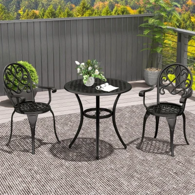 Outdoor Bistro Set 66cm x 66cm x 67cm Black