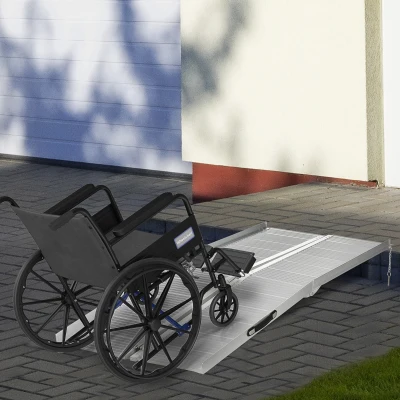HOMCOM Rampa per Sedia a Rotelle Pieghevole in Alluminio
