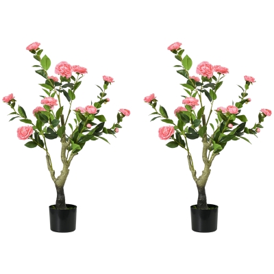 HOMCOM Artificial Camellia Flower Plant 95cm Pink
