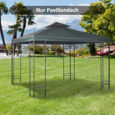Outsunny Ersatzdach für Pavillon 3x3m wasserabweisend Pavillondach für Metallpavillon Pavillon Ersatzdach Gartenpavillon Partyzelt Gartenzelt Polyester Kohlegrau