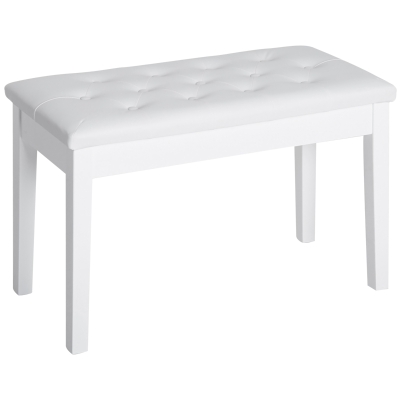 Homcom Banquette pour Piano Simili Cuir et Bois Blanc 76 x 36 x 50 cm